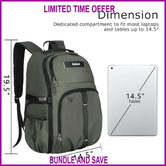 35L Travel Laptop Backpack, TSA-Approved, Water-Resistant, 15.6 Inch Compartment main image 8